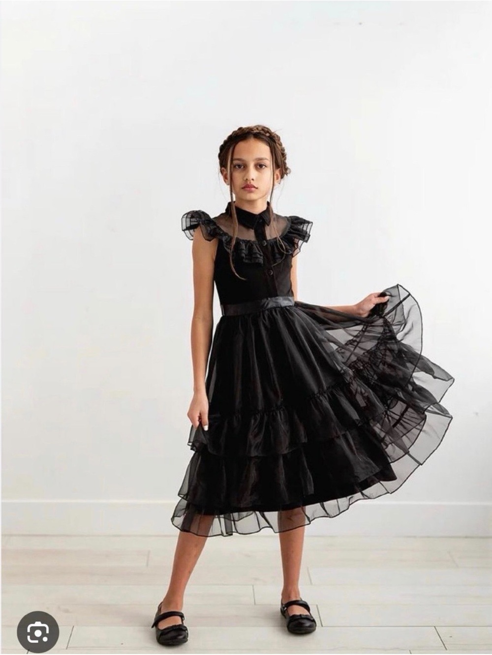 Taylor Joelle Wednesday Addams Gothic Ruffle Dress - Girls Size 6